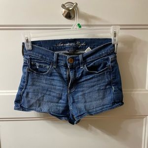 American Eagle Stretch denim shorts, size 0, 2 inch inseam